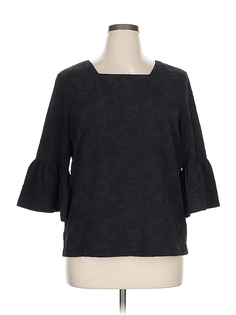 Pre-owned Calvin Klein 3/4 Sleeve Blouse In Black