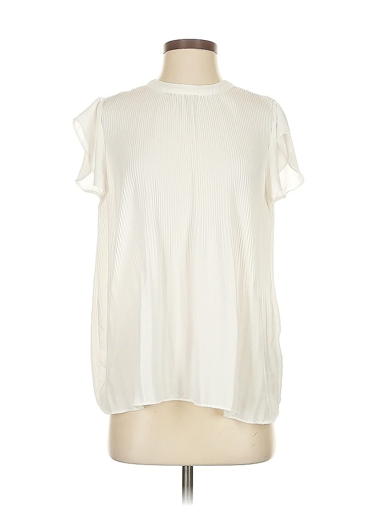 Pre-owned Adrianna Papell Short Sleeve Blouse In White