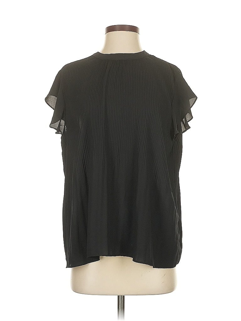 Pre-owned Adrianna Papell Short Sleeve Blouse In Black