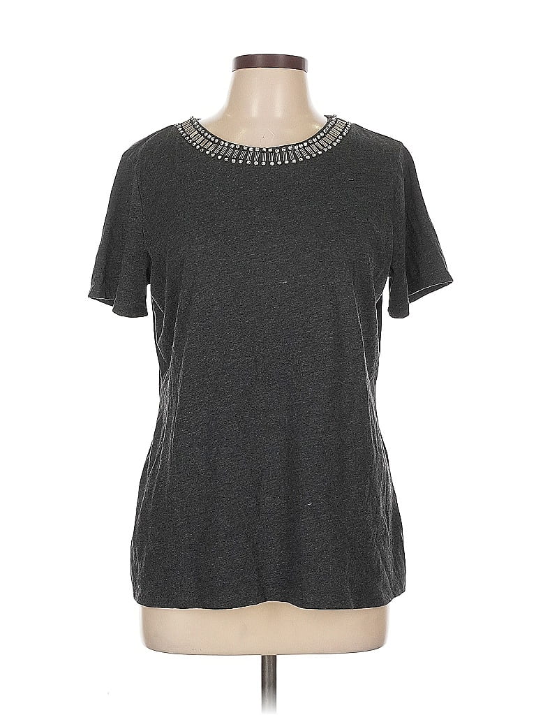 Pre-owned Simply Vera Vera Wang Short Sleeve Top Gray Crew Neck Tops