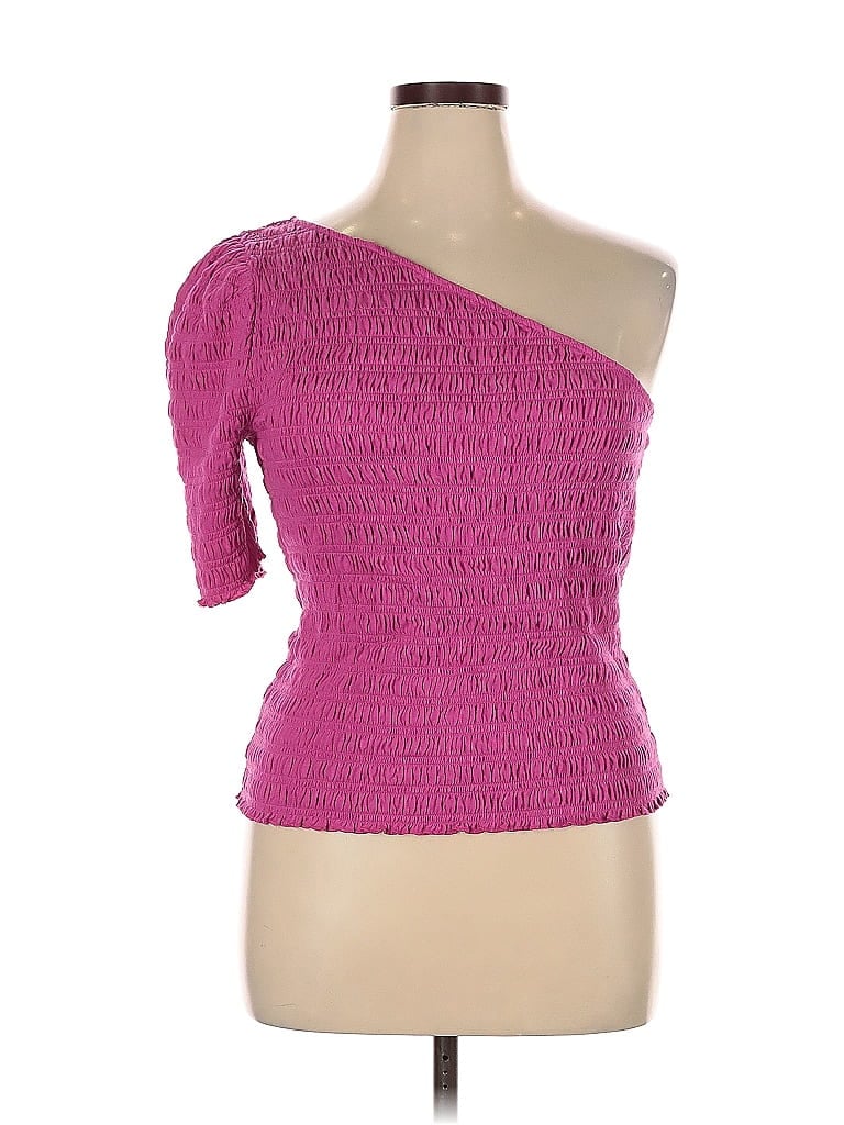 Pre-owned Gap Short Sleeve Top Pink One Shoulder Neckline Tops