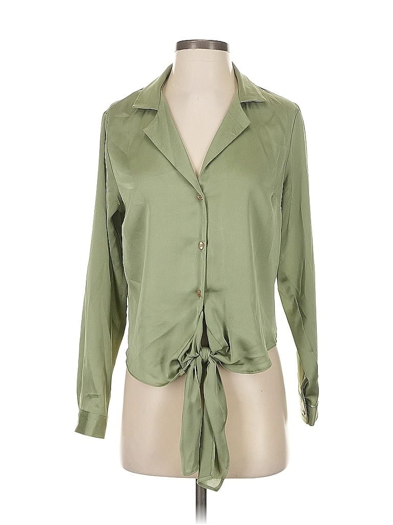 Pre-owned Asos Design Long Sleeve Blouse In Green