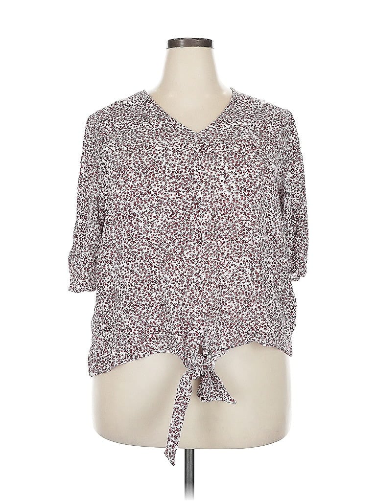 Pre-owned 1.state 3/4 Sleeve Blouse In Burgundy