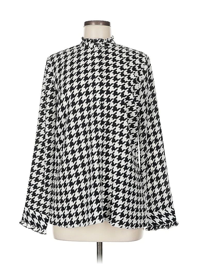 Pre-owned Ann Taylor Factory Long Sleeve Blouse In Black