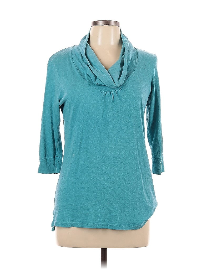 Pre-owned Lucy 3/4 Sleeve Top Teal Cowl Neck Tops In Blue