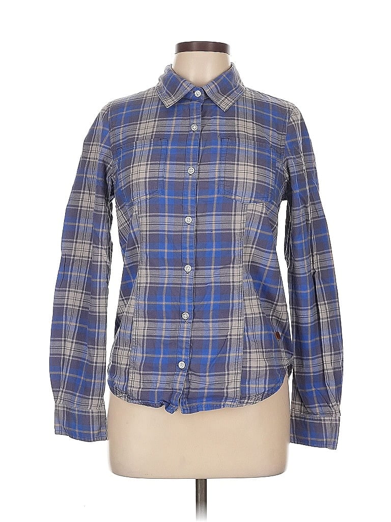 Pre-owned Roxy Long Sleeve Button Down Shirt In Blue