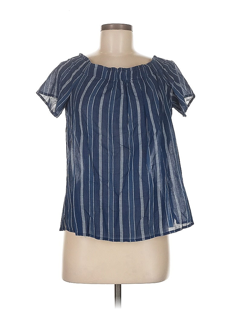 Pre-owned W By Worth Short Sleeve Blouse In Blue