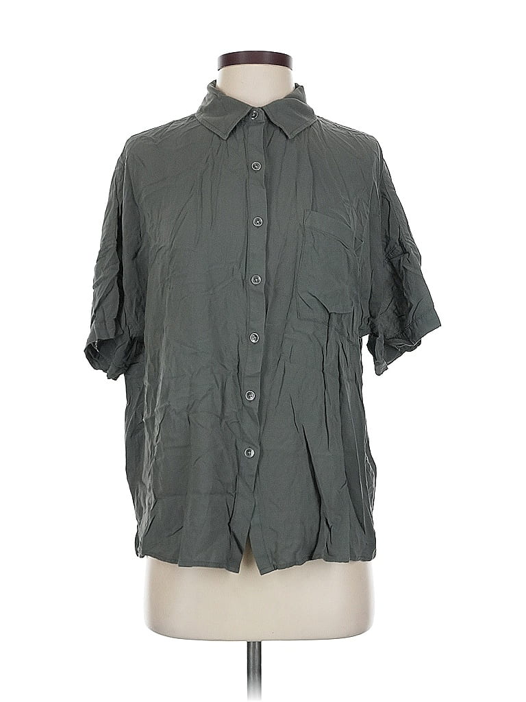 Pre-owned Splendid Short Sleeve Blouse In Gray