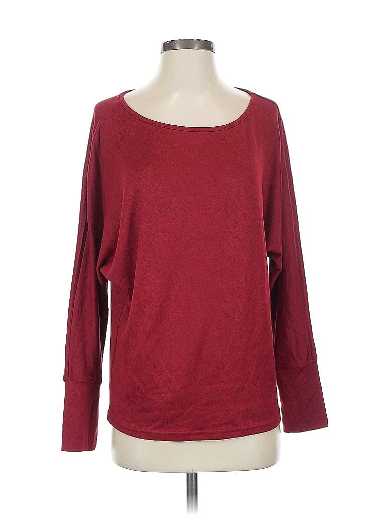 Pre-owned Shein Long Sleeve Top Burgundy Boatneck Tops
