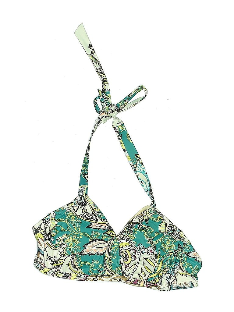 Pre-owned White House Black Market Swimsuit Top Green Paisley Pattern Swimwear