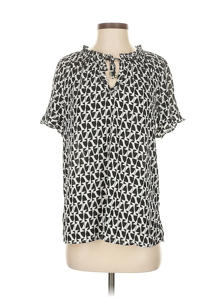 Pre-owned Liz Claiborne Short Sleeve Blouse In Black