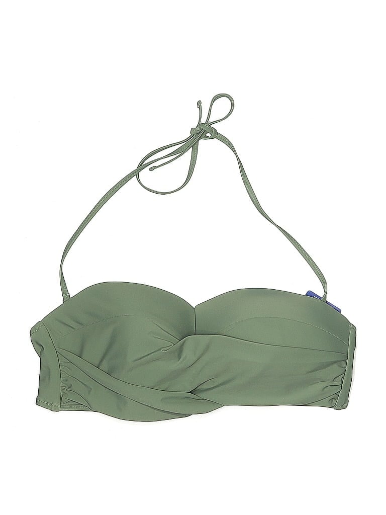 Pre-owned Assorted Brands Swimsuit Top Green Solid Pattern Swimwear