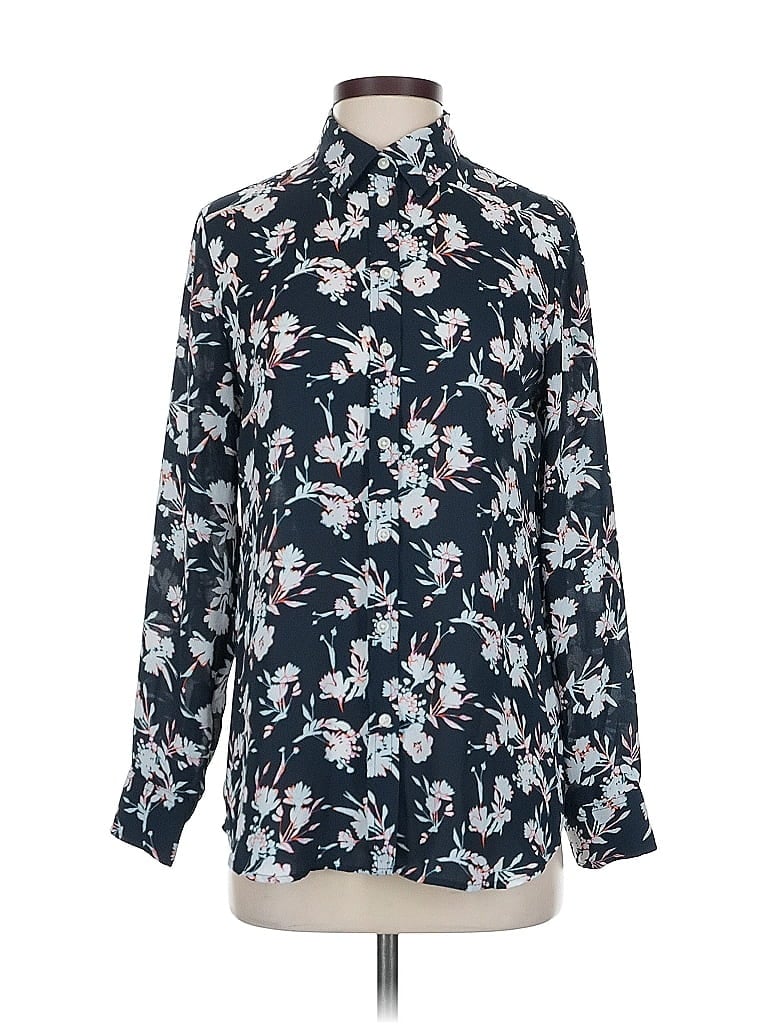 Pre-owned Banana Republic Long Sleeve Blouse In Blue