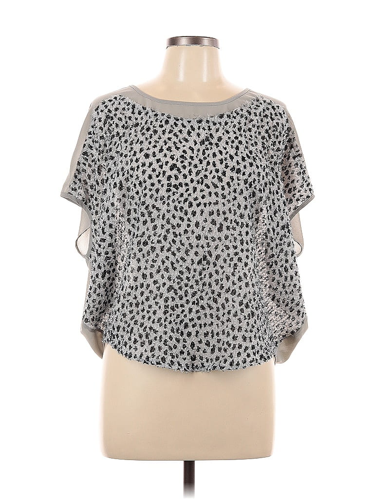 Pre-owned Ya Los Angeles Short Sleeve Top Silver Cold Shoulder Neckline Tops