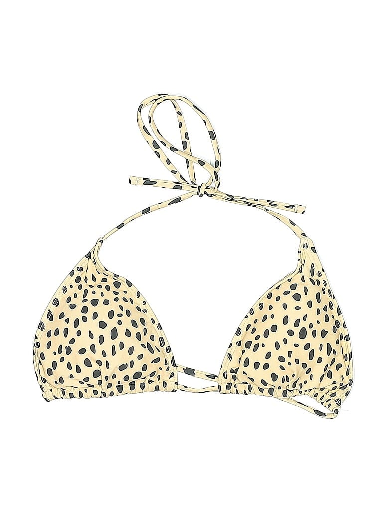 Pre-owned Unbranded Swimsuit Top Ivory Animal Print Pattern Swimwear In White