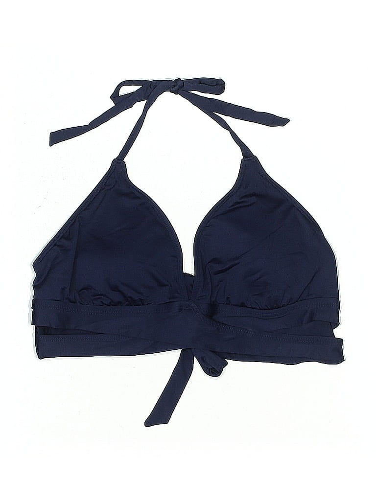 Pre-owned Kona Sol Swimsuit Top Blue Solid Pattern Swimwear