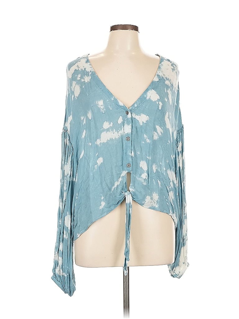 Pre-owned Beulah Style Long Sleeve Blouse In Blue