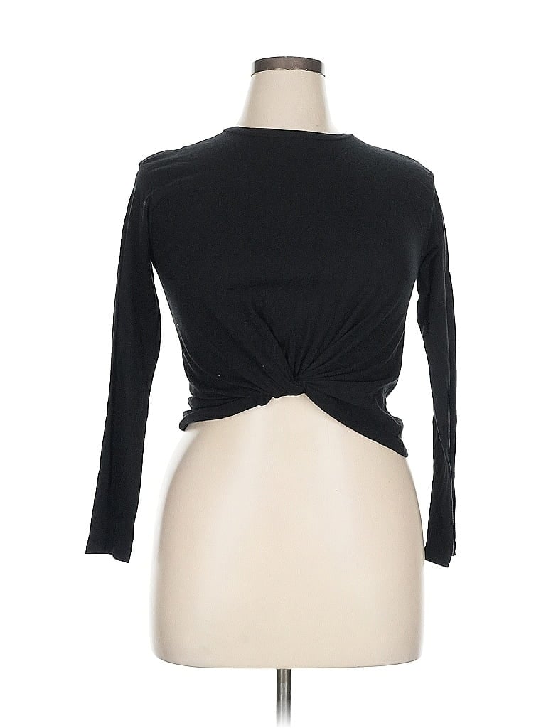 NORDSTROM Pre-owned Long Sleeve Top Black Keyhole Neckline Tops