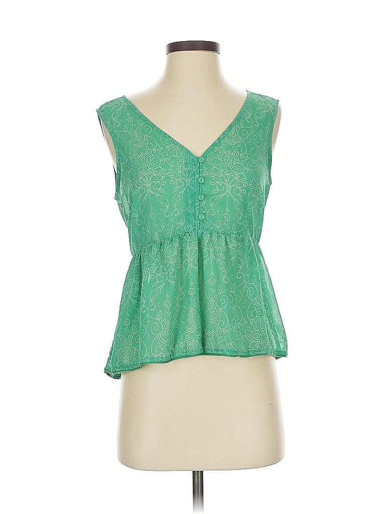 Pre-owned American Rag Cie Tank Top Green Plunge Neckline Tops