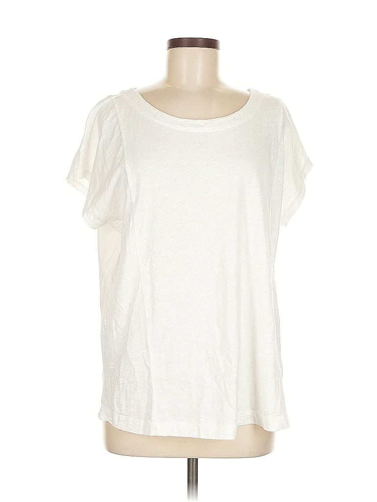 Pre-owned Lands' End Short Sleeve T-shirt In White