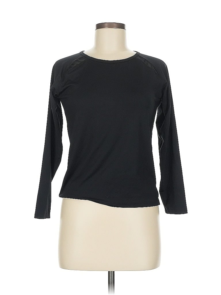 Pre-owned Unbranded 3/4 Sleeve T-shirt In Black