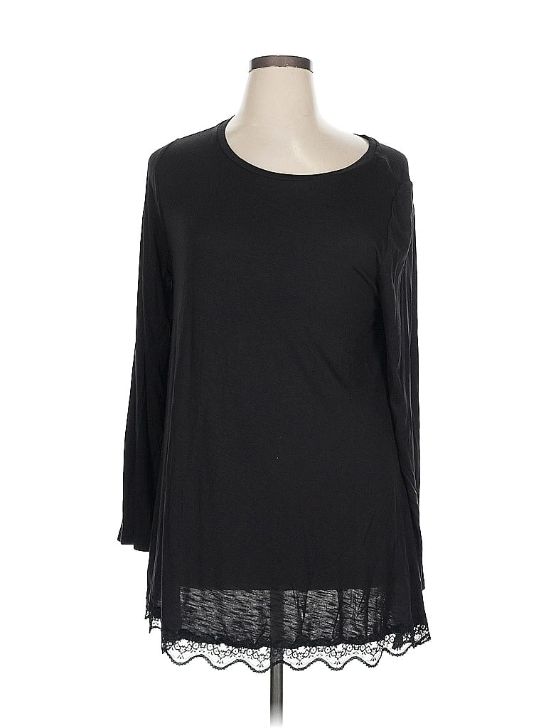 LANE BRYANT Pre-owned 3/4 Sleeve Top Black Scoop Neck Tops