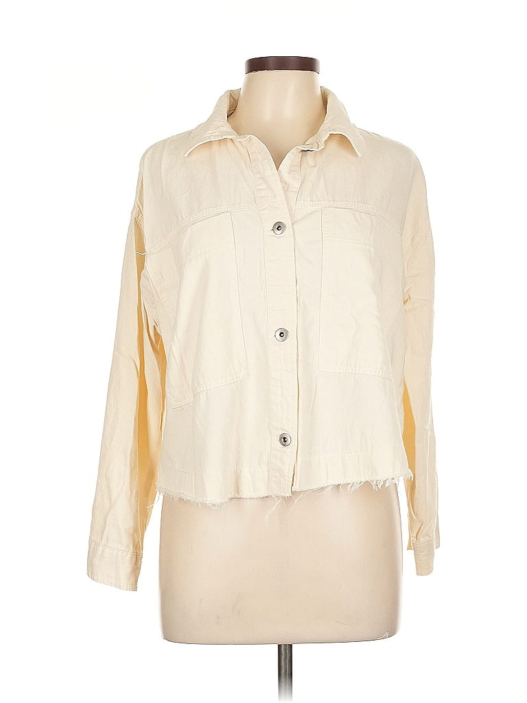 Pre-owned Love Notes 3/4 Sleeve Button Down Shirt In White