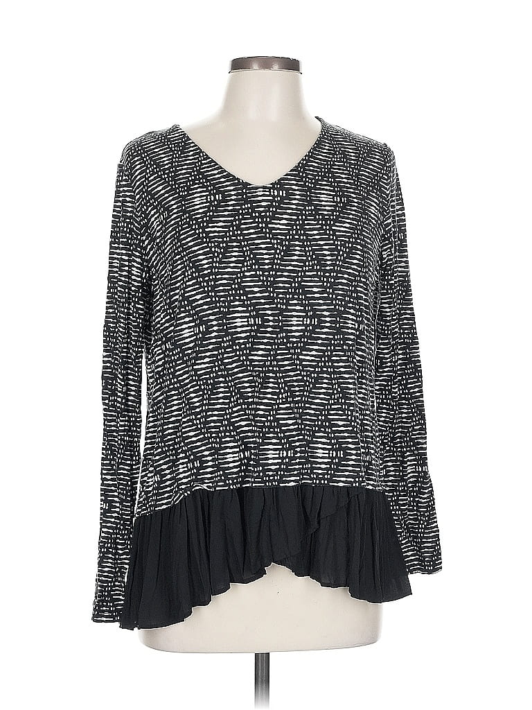 Pre-owned Karen Kane Long Sleeve Top Gray V Neck Tops