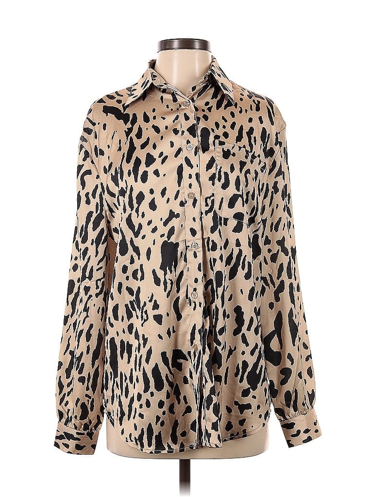 Pre-owned Nasty Gal Inc. Long Sleeve Blouse In Brown