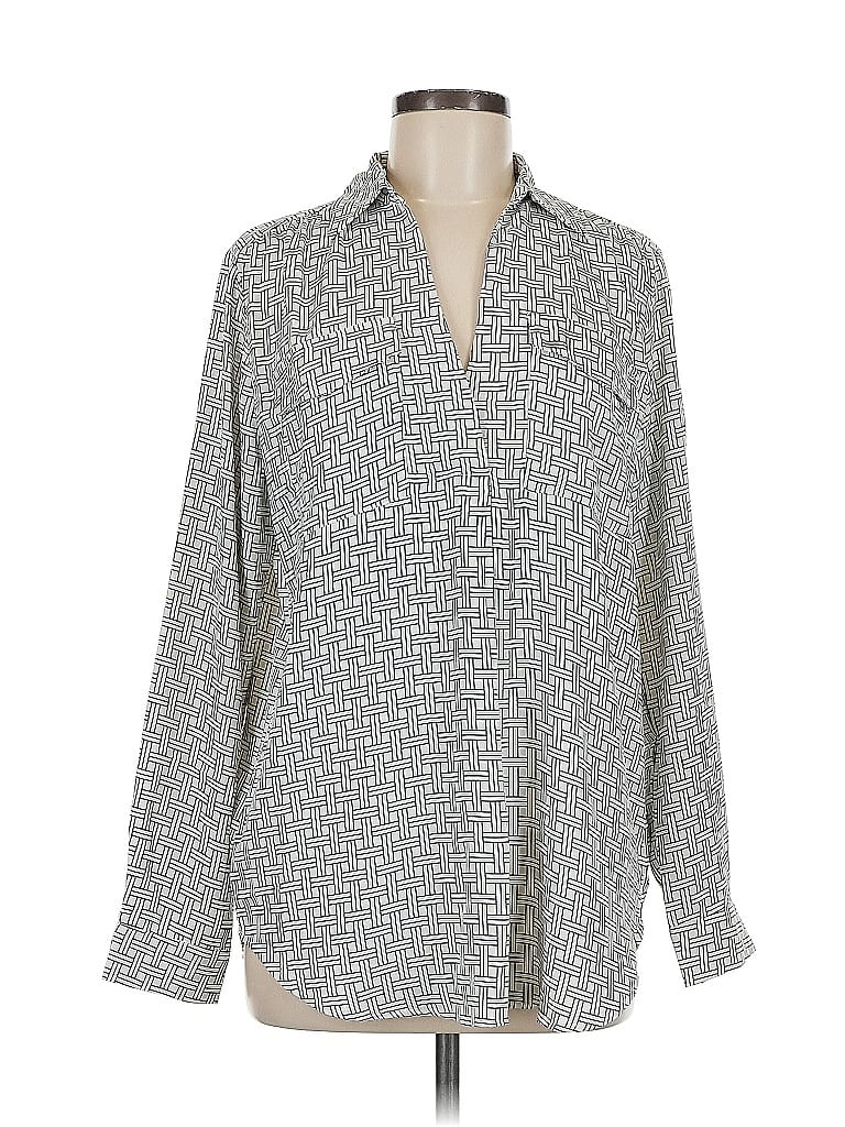 Pre-owned Ann Taylor Long Sleeve Blouse In Gray