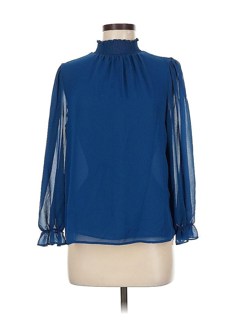 Pre-owned 1.state Long Sleeve Blouse In Blue