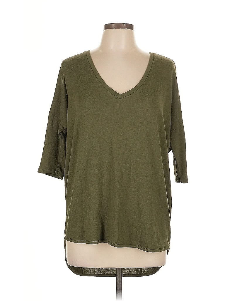 Pre-owned Express 3/4 Sleeve T-shirt In Green