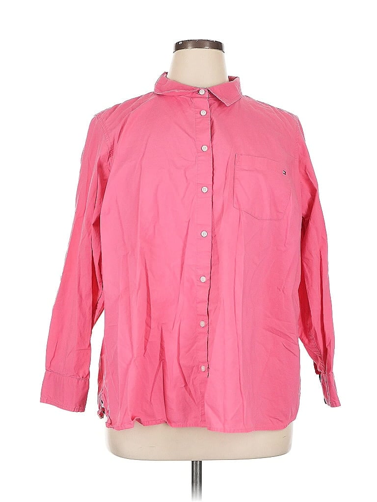 Pre-owned Tommy Hilfiger Long Sleeve Button Down Shirt In Pink