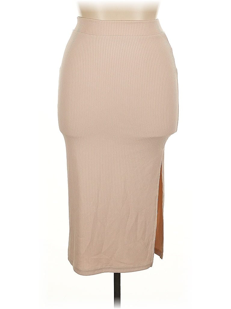 Pre-owned Shein Curve Casual Skirt In Brown
