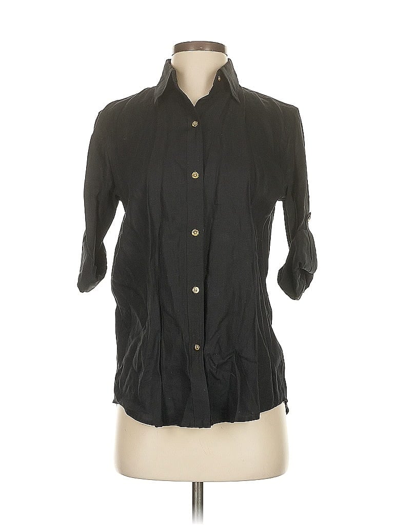 Pre-owned Polo Ralph Lauren 3/4 Sleeve Button Down Shirt In Black