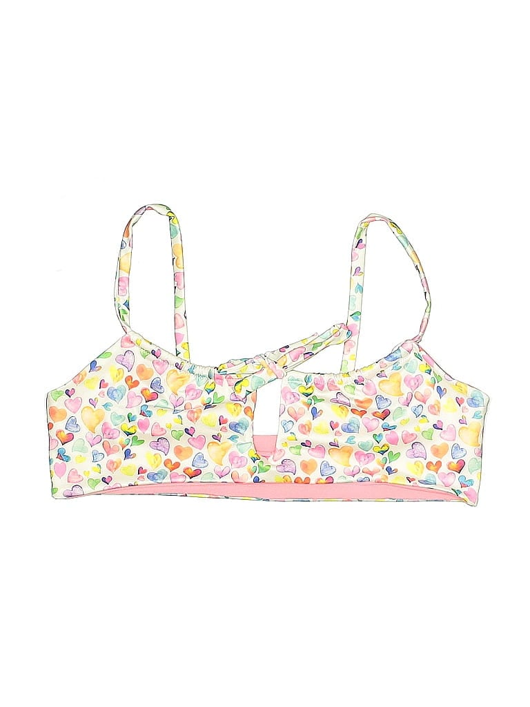 Pre-owned Assorted Brands Swimsuit Top Pink Floral Pattern Swimwear