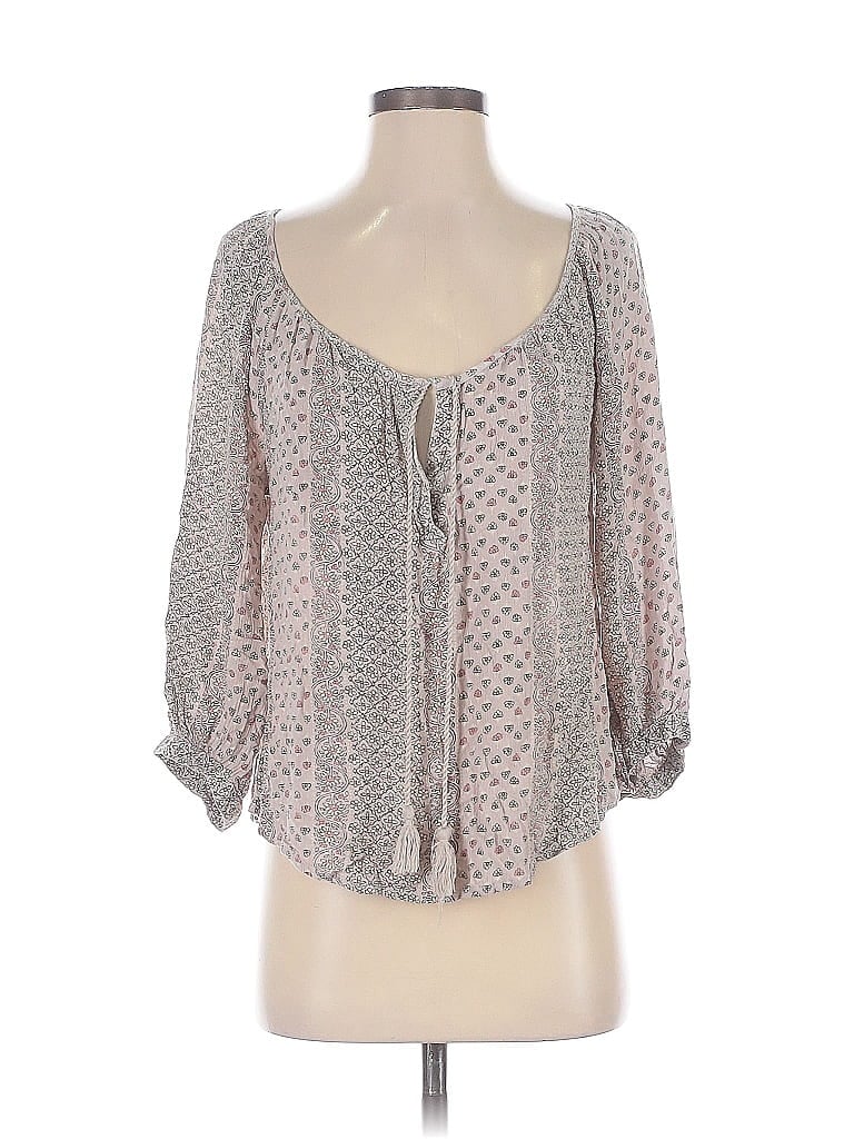 Pre-owned American Eagle Outfitters 3/4 Sleeve Blouse In Gray
