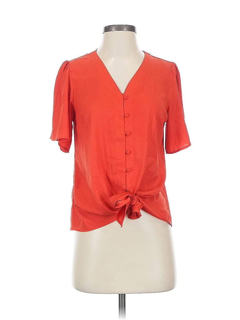 Pre-owned Ann Taylor Short Sleeve Blouse In Orange