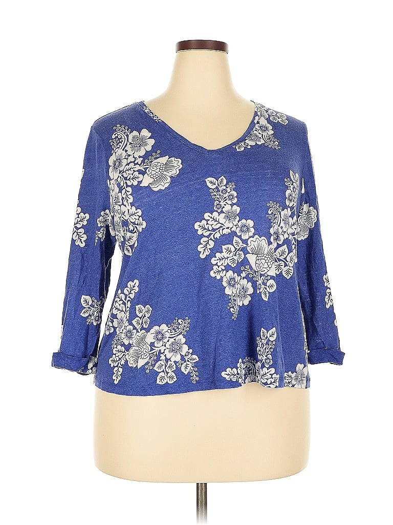 Pre-owned Chico's 3/4 Sleeve Blouse In Blue