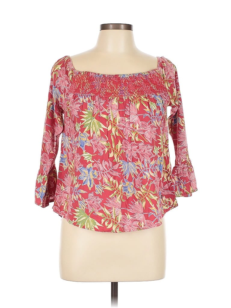 Pre-owned Roxy 3/4 Sleeve Blouse In Pink