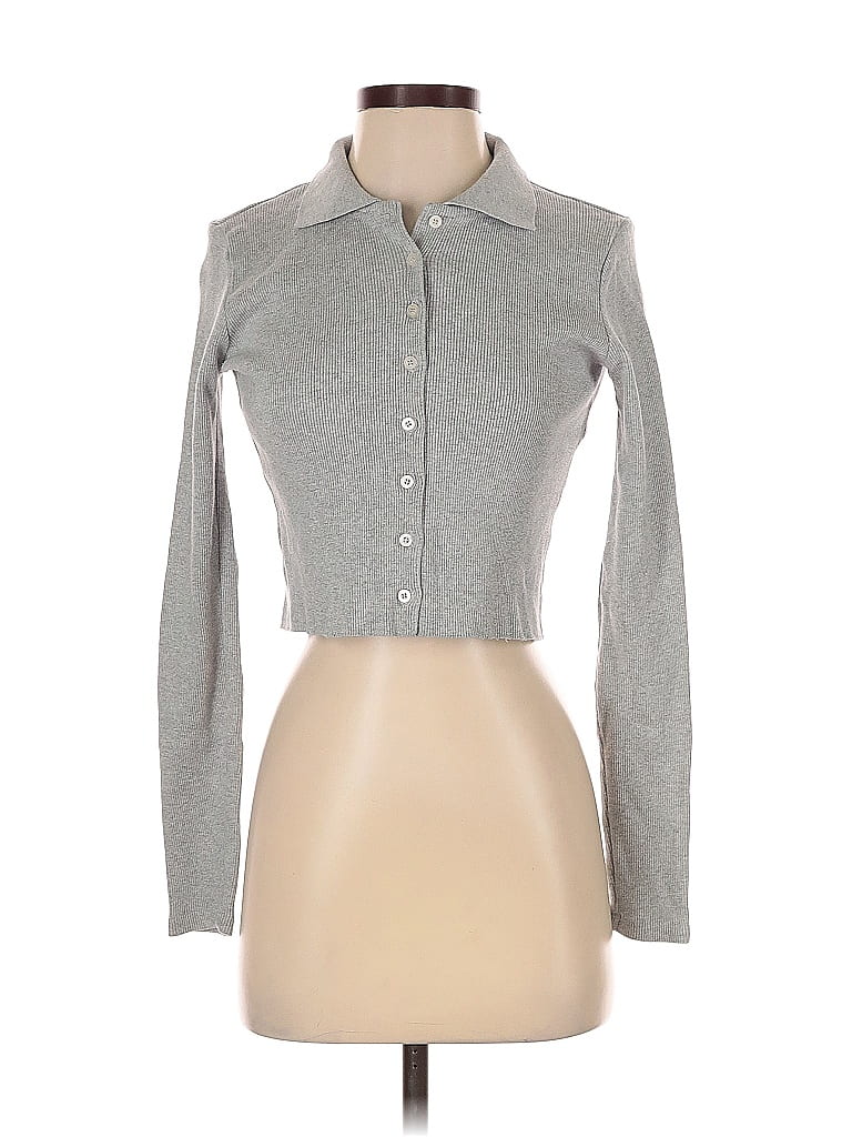 Pre-owned John Galt Long Sleeve Blouse In Gray