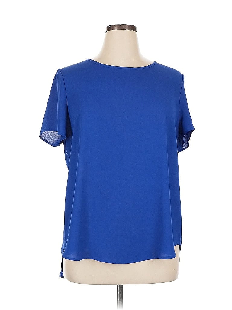 Pre-owned Pleione Short Sleeve Blouse In Blue