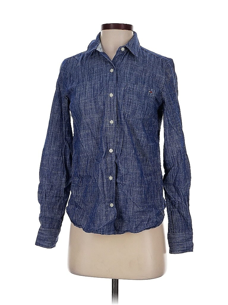Pre-owned Tommy Hilfiger Long Sleeve Button Down Shirt In Blue