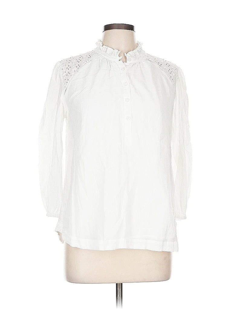 Pre-owned Crown & Ivy 3/4 Sleeve Blouse In White