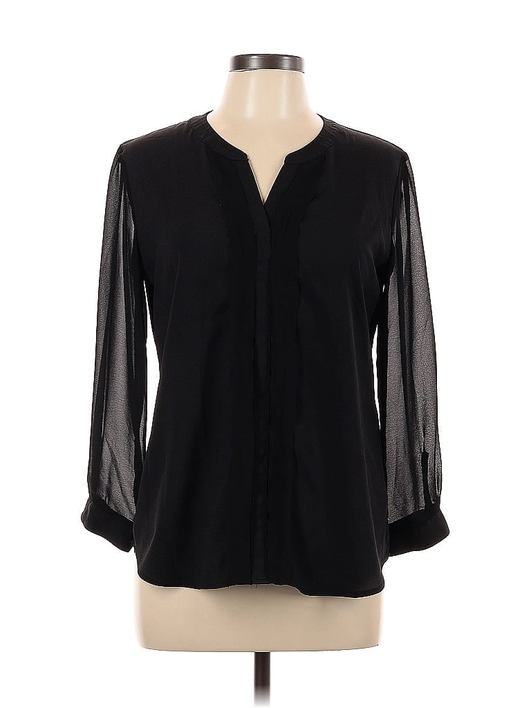 Pre-owned New York And Company Long Sleeve Blouse In Black