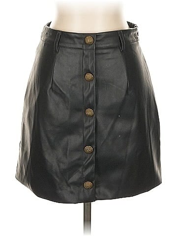 Aqua Faux Leather Skirt (view 1)