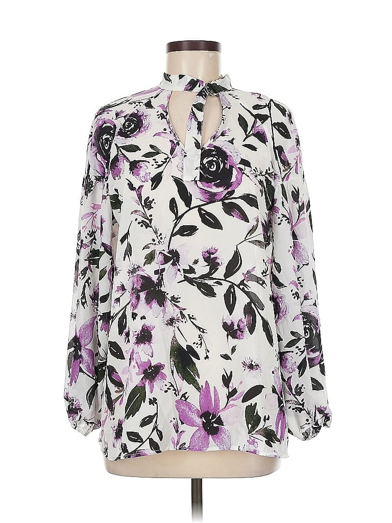 Pre-owned Eva Mendes By New York & Company Long Sleeve Blouse In Purple