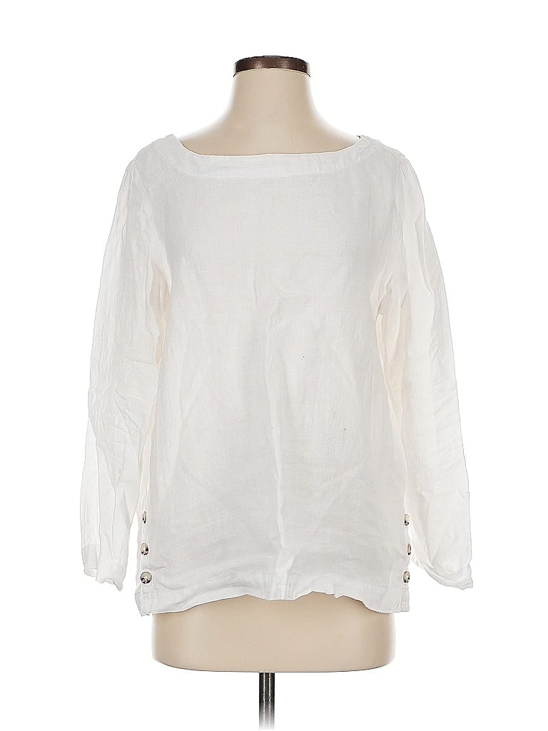Pre-owned Sigrid Olsen 3/4 Sleeve Blouse In White