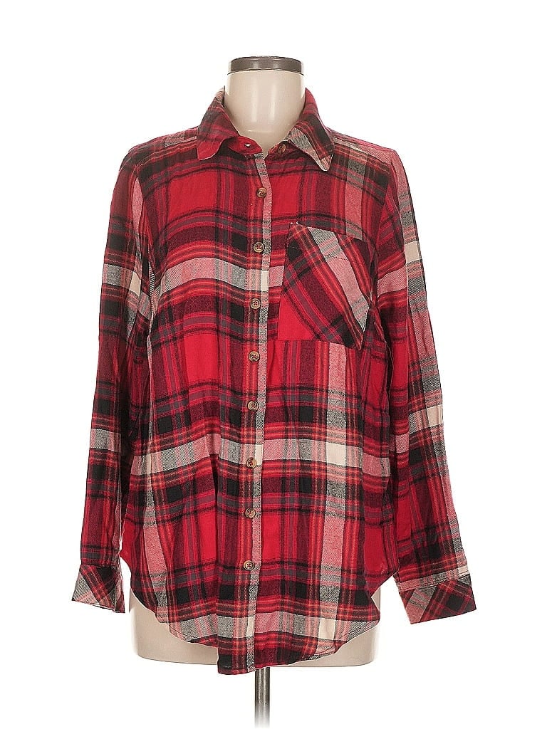 Pre-owned Torrid Long Sleeve Button Down Shirt In Red