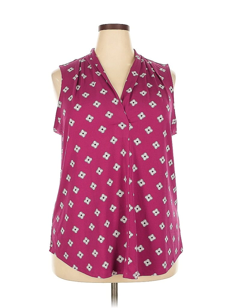 Pre-owned Charter Club Tank Top Burgundy Tie Neck Tops